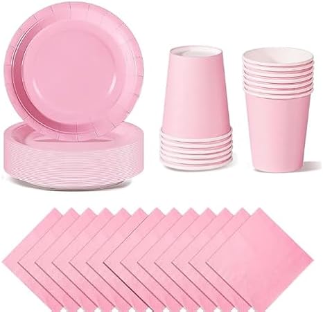 Pink Party Tableware Set, 72 PCS Disposable Dinnerware Party Supplies