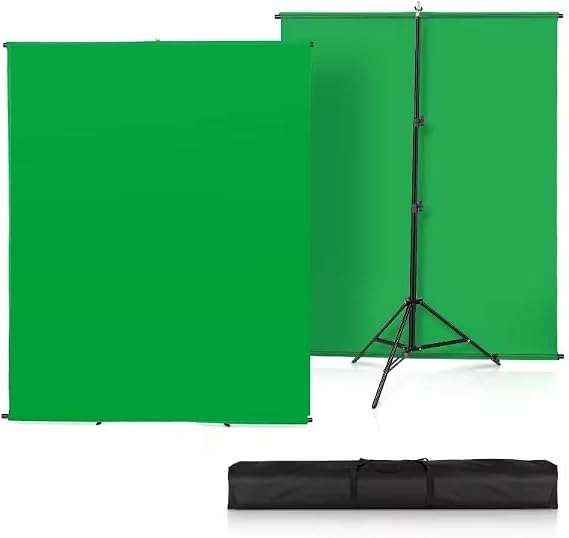 Green Screen Backdrop Kit with Stand, 150x200 cm Portable Photography Background with Stand and Carrying Bag for Streaming, Gaming, Zoom (1.5x2 m)