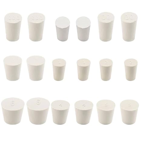 Solid Rubber Stoppers,18 Pcs Conical Rubber Stoppers,Solid Rubber Stoppers,Lab Rubber Stopper,Lab Rubber Stopper,Rubber Stopper For Test Tubes,White Lab Seal Plugs