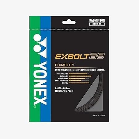 YONEX EXBOLT 68 Badminton String, Gauge 0.68mm Length 10m/33feet, High Power & Durable Choice of Colors