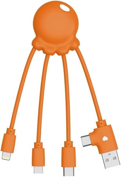 Xoopar Charger 4 in 1 Multi USB Cable – Octopus (Orange, Octopus (Ocean-Recycled Plastic))