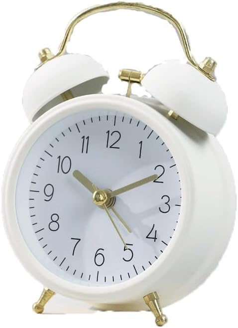 Alarm Clock Bedhead Ringing Clock Super Loud Desktop Wake-up Gadget Alarm(White)