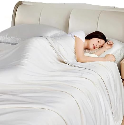 DAISYSILK All Season Mulberry Silk Duvet Insert Lightweight Natural Comforter with Cotton Jacquard Cover for Hot Sleepers (Queen)