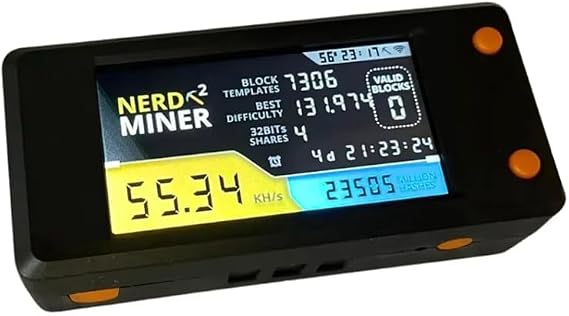NerdMiner V2 78kh/S Bitcoin BTC Crypto Miner Mining Machine with Display
