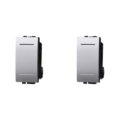 Button 1P 16A Single Pole Colour Grey Compatible with Bticino Living Light/International Pack of 2