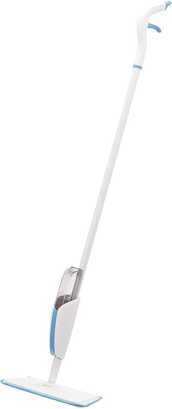 Amazon Basics Spray Mop, 1 Mop & 1 Reusable Microfiber Cloth, Blue & White