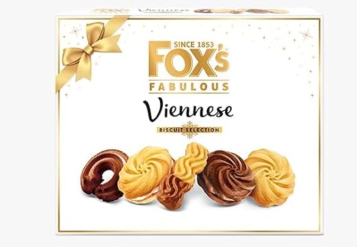 Fox's Fabulous Viennese Biscuit Selection 350G, Dipped Finger Chocolate Viennese Cream Viennese milk, Vanilla cream, Viennese swirl & Curl, Perfect for Gifting on Christmas & Mothers Day (7 Boxes)
