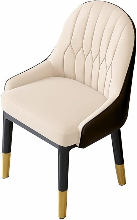 Dining Chairs FIXARE Kitchen Modern PU Leather High Back Soft Seat Living Room Chairs Water Proof Leather Side Chair with Metal Legs -Gray+dark Brown(Beige+dark Brown)