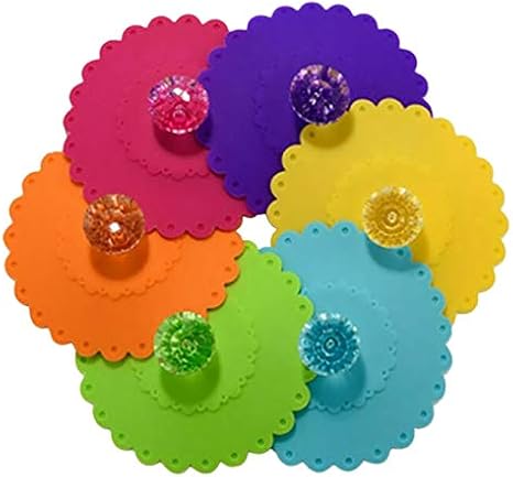 6PCS New Cute Anti-Dust Silicone Glass Cup Cover Coffee Mug Suction Seal Lid Cap Food Grade Round Mug Cover