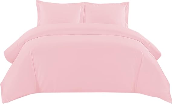 Sunshine Comforts Double Duvet Set - Duvet Double Soft Egyptian Cotton Quilt Bedding Double Bed Set with Pillow Cases Duvet Cover Double - Breathable & Anti Wrinkle 200TC Duvet Cover (Pink)
