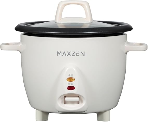 Maxzen Rice Cooker 3 Cups 3.0 Cups, Automatic Keep Warm, Switch, Mini, Kitchen Appliance, Compact, Rice Cooker, Family, Glass Lid, Transparent Lid, One-Touch Rice Cooker, White, MRC-TX301-WH