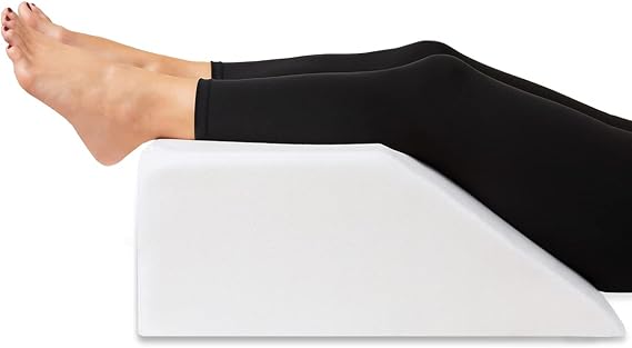 Leg Elevation Pillow with Cooling Gel Memory Foam Top, Post Surgery Leg Rest Pillow High Density Foam Bed Wedge Pillow for Leg & Back Support and Pregnancy - Relieves Knee, Hip and Lower Back Pain