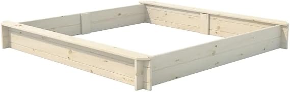 Mega Holz Megalino Sandpit with Seats L 147 x 147 x 19 cm Children's Pine Sandpit with Seat Edge Outdoor Sand Box Made of Solid Wood for the Garden 100% Natural Wood Very Robust