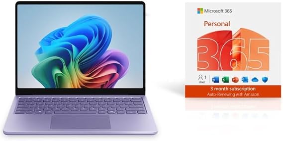 Microsoft Surface Laptop | Copilot+ PC | 13” LCD Touchscreen | Snapdragon® X Plus | 16GB Memory | 512GB Storage | Latest Model | Violet | 3 Month 365