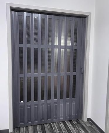 Generisch Katlanır kapı, PVC plastik, iç kapılar, sürgülü kapılar, gri, yatak odası, mutfak, balkon, çerçeveli ve akrilik camlı katlanır kapılar, 230 220 215 214 212 210 200 196 cm yüksekliğinde