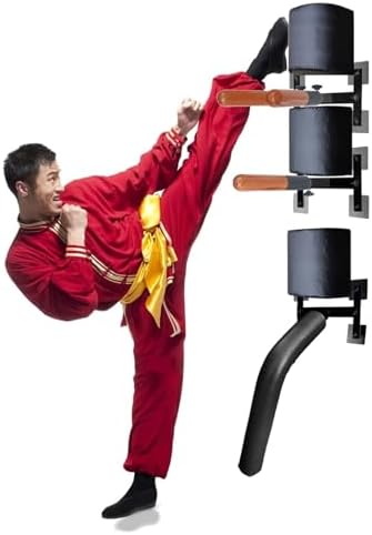 Wooden Wing Chun Dummy - Height Adjustable Martial Arts Trainer for Home, Traditional Kung Fu Spring Stakes
