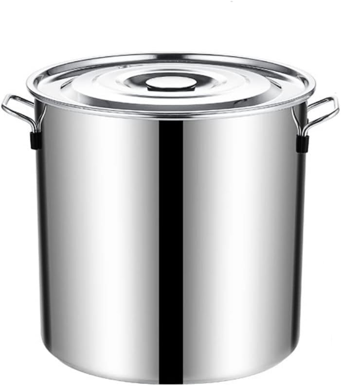 Stainless Steel, Commercial Saucepan, With Lid, Induction Compatible, Large Capacity, Two-Handed Pot, Storage Container, Choose Size, Deep Pot, Restaurants, Kitchen Supplies, Cooking Heater, Pasta