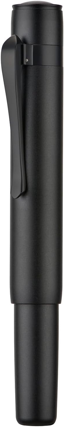 HONG DIAN M2 Black Forest Mini Fountain Pen, Medium Soft Nib & Sleek Shape Aluminium Short Pocket Travel Pen (Matte Black)
