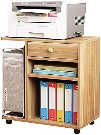 Printer Desktop Stands Supports Printer PC Host Book Case Storage Folder Rack With Swivel Wheels For Mobility, 45KG Capacity, White Organizer Supplies