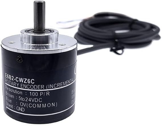 Rotary Encoder E6B2-CWZ6C, 5V DC 6Mm Shaft 100 To 2000 P/R Resolution 6-Phase Output A B Z Signals For Industrial Automation Control(100P/R)