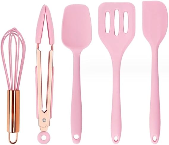 5 Piece Kitchen Tools Cookware Cooking Utensils Kitchen Tools Set Cooking Tools Heat Resistant Silicone Cooking Tools Silicone Heat Resistant Cooking Tools Easy Storage Spatula Turner Tongs