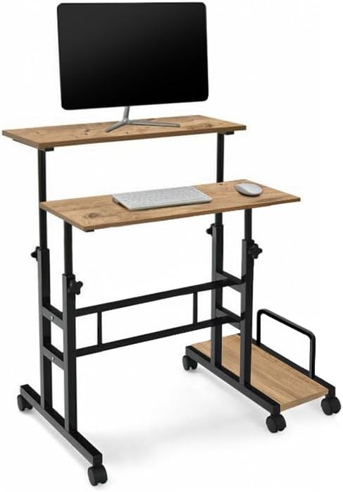 Yükseklik Ayarlı Bilgisayar/laptop Ve Çalışma Masası - Atlantik Çam 80x60 (Tekerli Ve Kasalıklı)