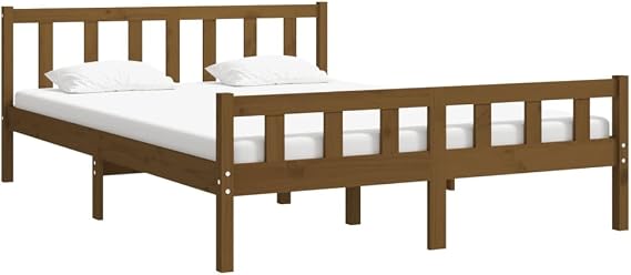 vidaXL Bed Frame without Mattress Honey Brown Solid Wood King Size