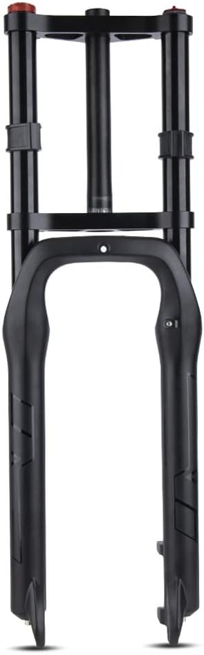 26インチ スノーバイク ファットフォーク Eバイク エアサスペンション ダブルショルダー 160mmトラベル MTB ディスクブレーキ フロント 1-1/8インチ ，4.0タイヤ自転車用 カラー：ブラック