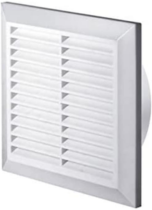 White Air Vent Grille 100mm / 4" with Fly Screen and Round Duct Pipe Connection/Collar Ducting Ventilation Cover T61