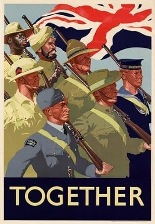 Vintage WWII British Together Allies United World War 2 Poster WW2 Wall Art Print | (A3 297 x 420mm)