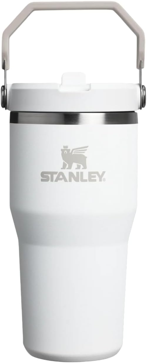 Stanley IceFlow Flip Straw Tumbler Pipetli Termos Bardak, 0.60 Litre, Beyaz (Frost)