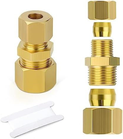 2Pcs Brass 8mm to 10mm OD Reducing Straight Compression Fitting