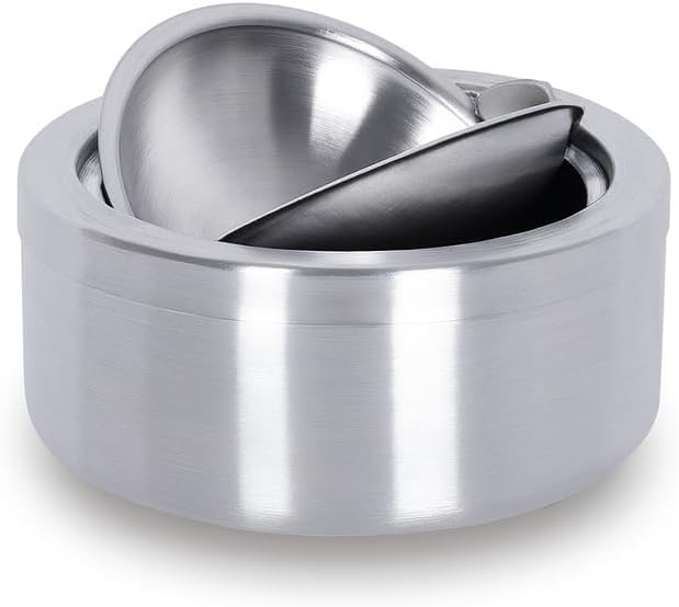 Busstier Basmalı Küllük, Çelik Hazneli Mandallı Kül Tablası, 12 cm Dış Mekan ve Bahçe Tipi Rüzgar Geçirmez Küllük, Koku Önleyici Döner Kapaklı Kül Tepsisi, Kolay Temizlenir