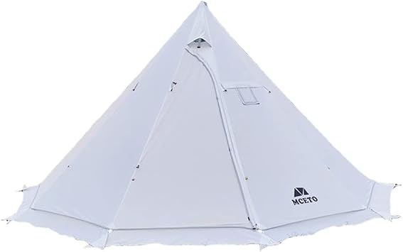 Fire Retardant Tipi Hot Tent with Stove Jack 5-8 Person Teepee Tent for Family Camping Outdoor Backpacking Hiking & Weather-Resistant Design