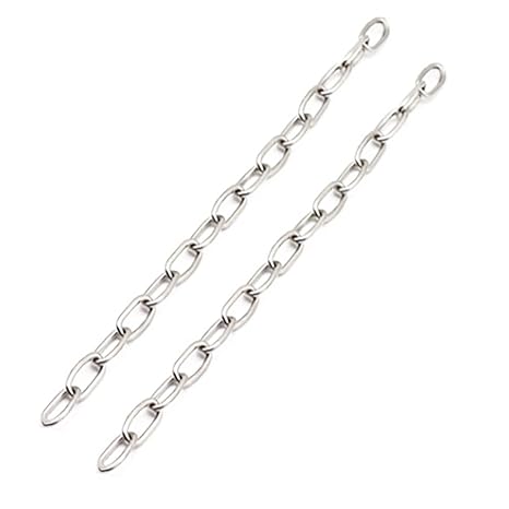Stainless Steel Safety Chains 40in (L) x 0.20in (T) Long Link Chain Rings Light Duty Coil Chain for Hanging Pulling Towing (2mm*100cm-2 Pack)