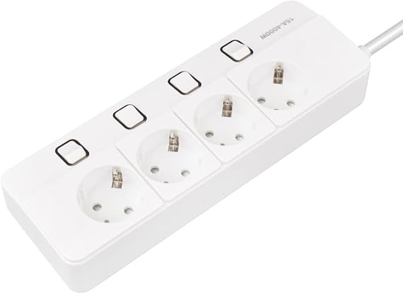 TechMore Yamatik XMAN 4'lü Ayrı Anahtarlı 1.5 Metre 4000W 16Ah Termal Güvenlik Akım Korumalı Grup Priz