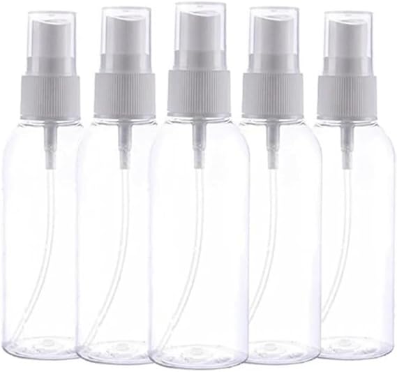 Orret Home 5’li 100 ml Boş Sprey Şişesi – Kolonya, Parfüm, Dezenfektan ve Temizlik Solüsyonları İçin Şeffaf Taşınabilir Plastik Sprey Şişesi Seti (100 Ml)