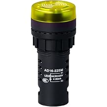 AD16-22SM Audio Visual Signal Light with Flashing LED and Loud Buzzer for Control Panels AC/DC 12V 24V 220V (Yellow ACDC24V)