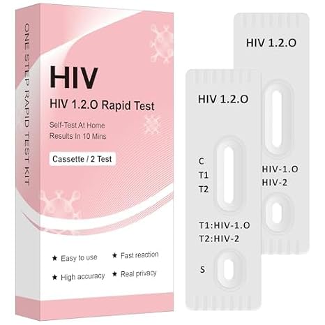 2 x HIV Self Test for Home - Quick Test for Detection of HIV-1 HIV-2 and Subtype O - Result in 10 Minutes