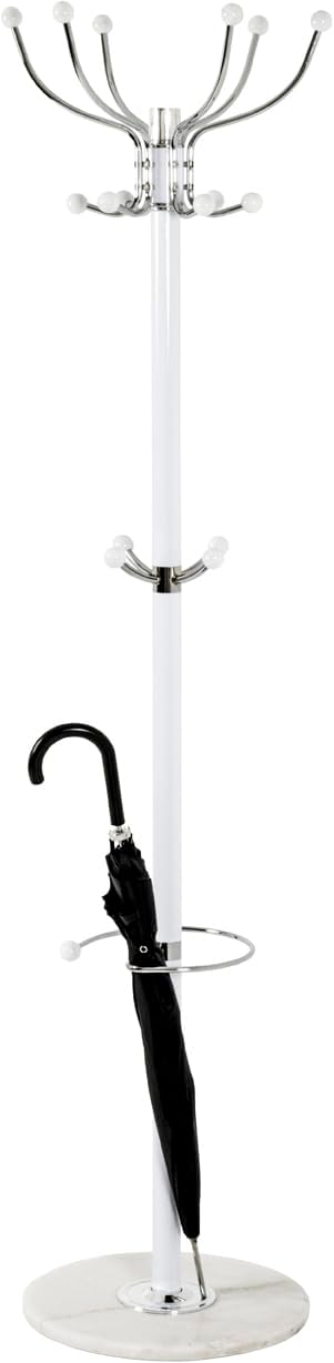 HAKU Hall-Tree chrome, white, Marble, Metal - Dim.: H 176 x Ø 38 cm, Style: Modern