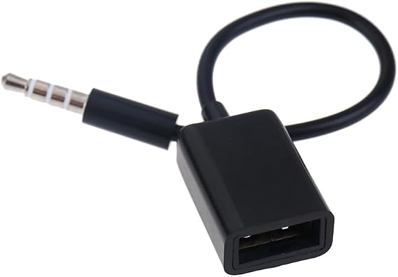 USB 3.5mm Conversion Cable Car Accessories 3.5mm Aux USB Earphone Jack Conversion Cord for Car Audio Aux Connector Connect to Car Port and Play Music Only, 5.5 inches 14 cm Black