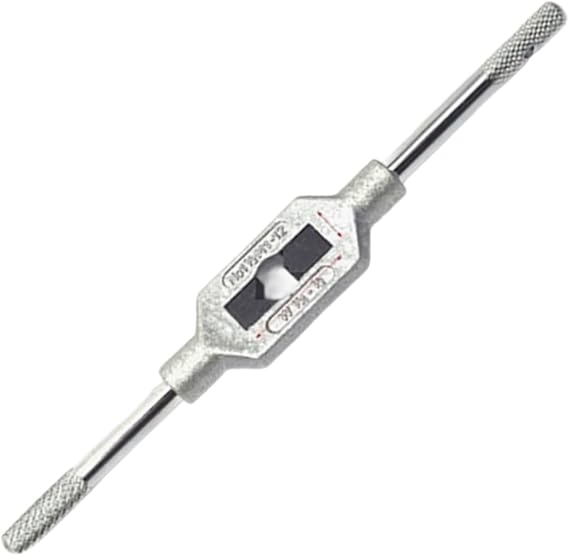 Adjustable Tap Wrench Handle, Metric M1-M12 & Imperial 1/16"-1/2" Capacity, Medium Carbon Steel Nickel Plated Hand Tapping Tool for Machinist, DIY & Repair