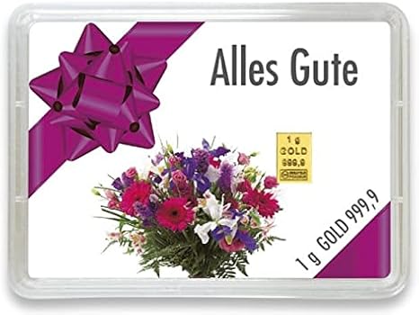 Goldstücke24 - Gold Bar 1 g - Gift Box Alles Gute  Great Gift Idea - Fine Gold 999.9
