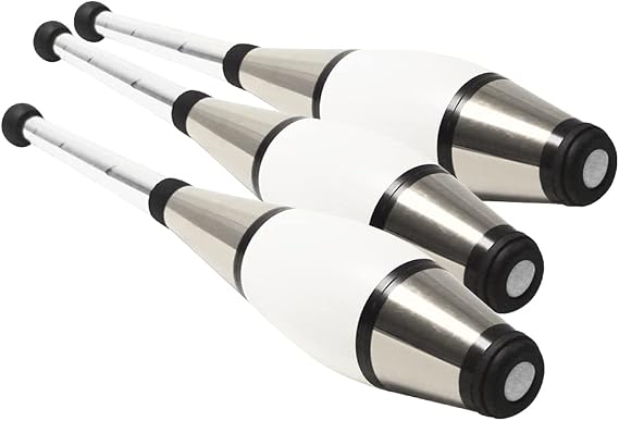 Zeekio Pegasus Juggling Club Set - Premium Quality - Beginner to Pro - Set of 3 All Silver