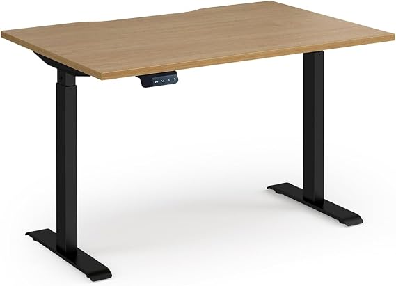 Elev8 Contract Straight Sit-stand Desk 800mm deep - Black Frame, Oak, 1200