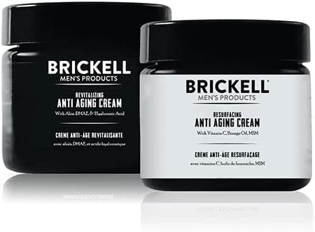 Brickell Men's Day and Night Anti Ageing Cream Routine, Natural & Organic, Unscented