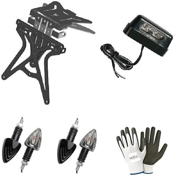 Compatible With Bimota Yb8 1000 Ohlins Universal Double Adjustment License Plate Support Kit + 2 Pairs Of Turn Signal Bulbs + License Plate Light E13 All Eu Approved