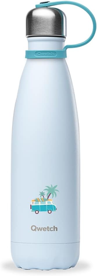 QWETCH Termos paslanmaz çelik, 500 ml, model Kids (mavi minivan)