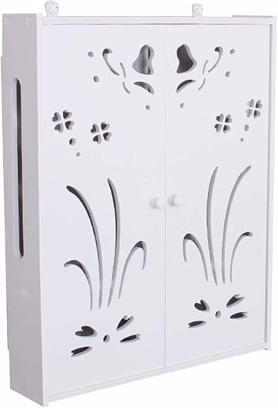 Wall Mounted Router Bracket Floating Shelves WiFi Storage Box Wall Shelf Power Strip Protector Hider Router Rack Desktop Storage Box (Color : White-B,
