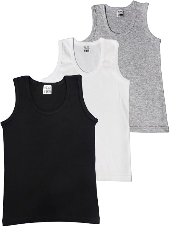 ALYA UNDERWEAR Boy, Cotton Rib Fabric Athlete, Oval Collar 3 Pack
